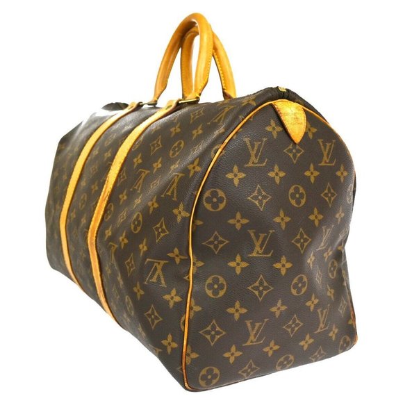 LOUIS VUITTON Keepall 45 Travel Hand Bag Monogram Leather Brown - Picture 2 of 16